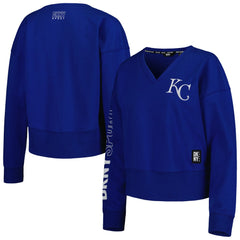 Kansas City Royals DKNY Sport Women's Lily V-Neck Pullover Sweatshirt - Royal