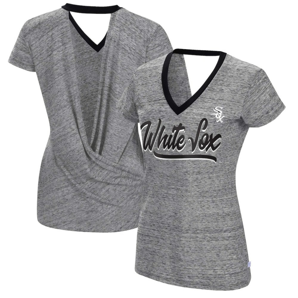 Chicago White Sox Touch Women's Halftime Back Wrap Top V-Neck T-Shirt - Black