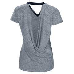 Detroit Tigers Touch Women's Halftime Back Wrap Top V-Neck T-Shirt - Navy