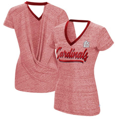 St. Louis Cardinals Touch Women's Halftime Back Wrap Top V-Neck T-Shirt - Red