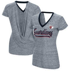 Cleveland Guardians Touch Women's Halftime Back Wrap Top V-Neck T-Shirt - Navy