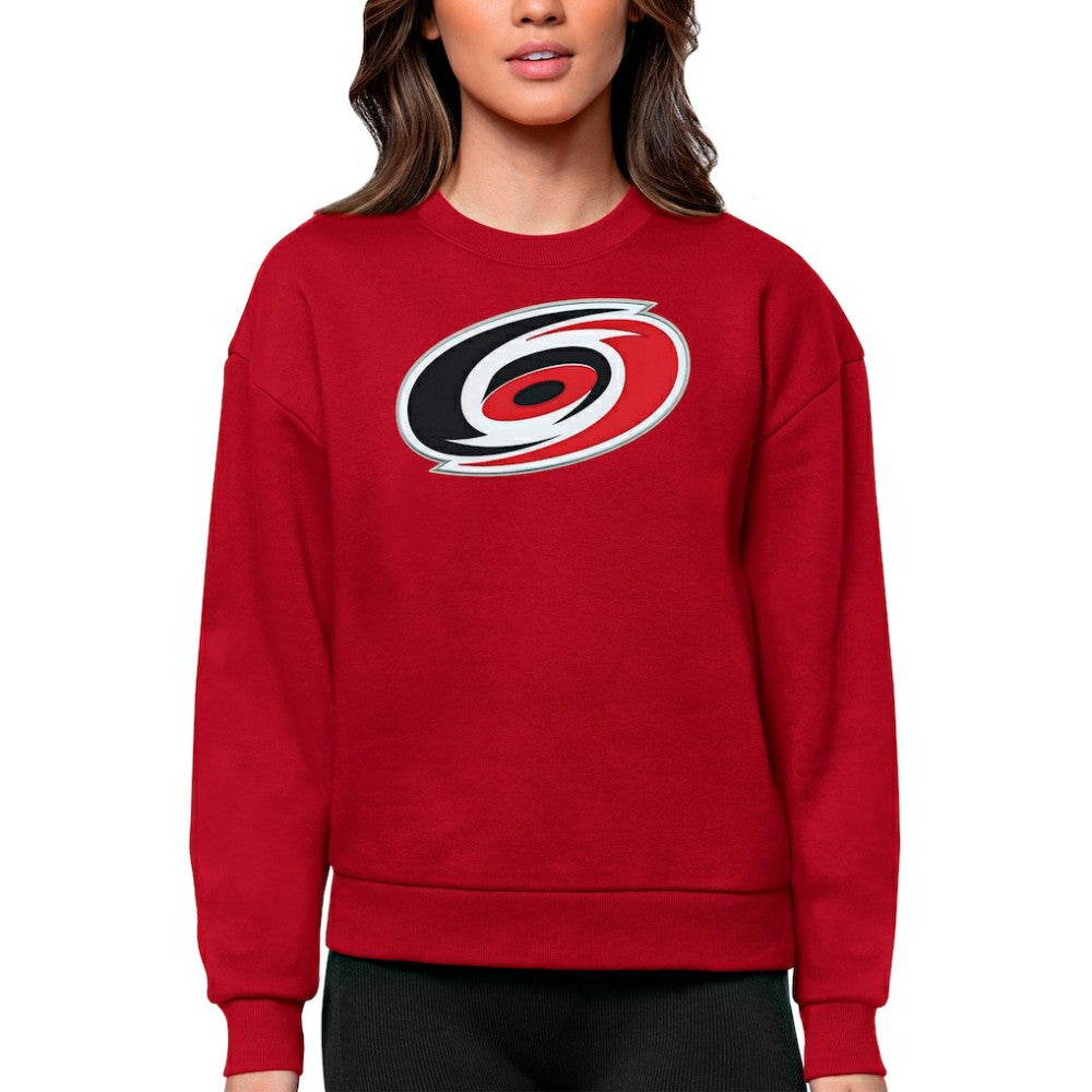 Carolina Hurricanes Antigua Women's Team Logo Victory Crewneck Pullover Sweatshirt