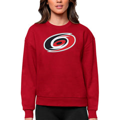 Carolina Hurricanes Antigua Women's Team Logo Victory Crewneck Pullover Sweatshirt