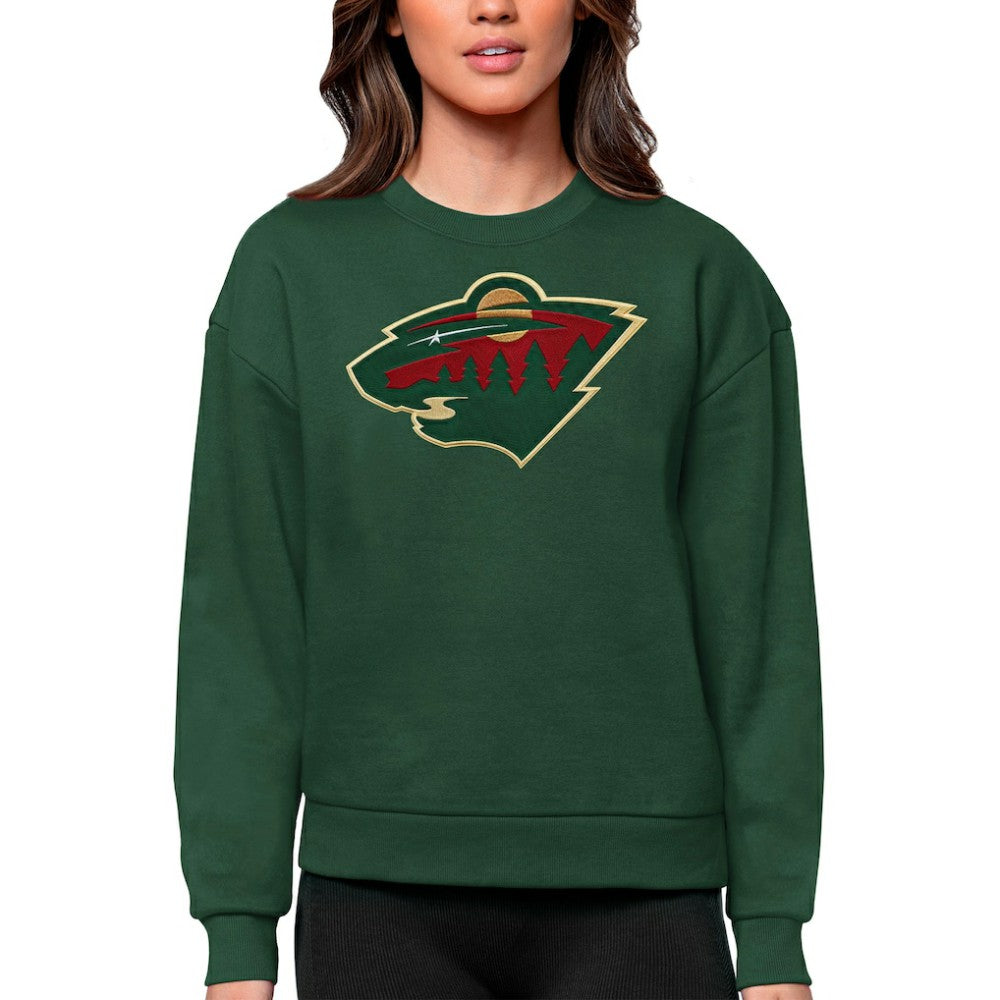Minnesota Wild Antigua Women's Team Logo Victory Crewneck Pullover Sweatshirt