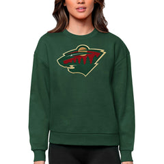 Minnesota Wild Antigua Women's Team Logo Victory Crewneck Pullover Sweatshirt