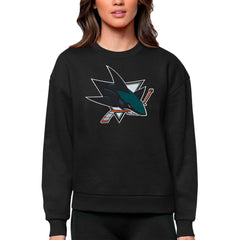 San Jose Sharks Antigua Women's Team Logo Victory Crewneck Pullover Sweatshirt