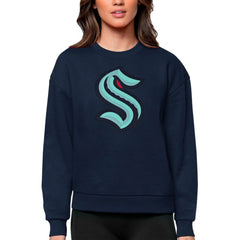 Seattle Kraken Antigua Women's Team Logo Victory Crewneck Pullover Sweatshirt
