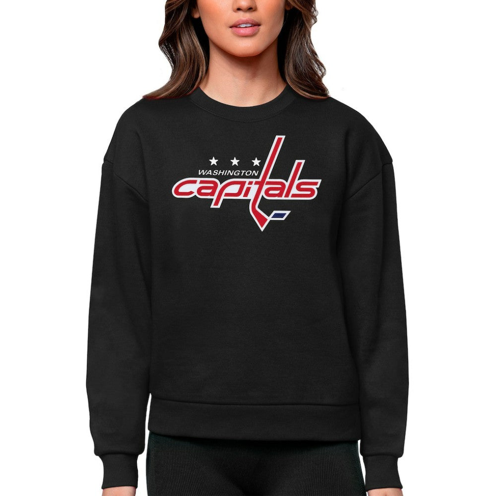 Washington Capitals Antigua Women's Team Logo Victory Crewneck Pullover Sweatshirt