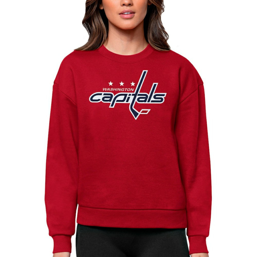 Washington Capitals Antigua Women's Team Logo Victory Crewneck Pullover Sweatshirt