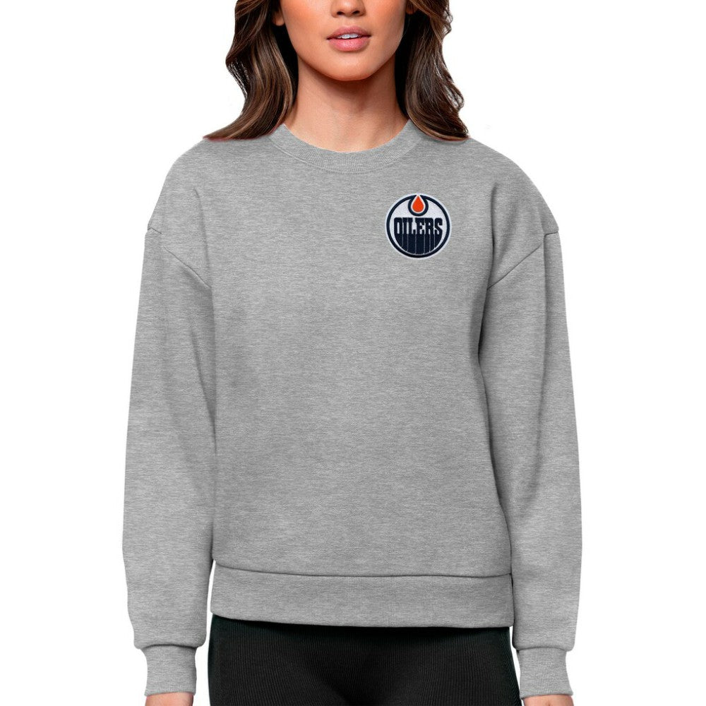 Edmonton Oilers Antigua Women's Victory Crewneck Pullover Sweatshirt