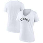 Brooklyn Nets Women's Wordmark V-Neck T-Shirt - White cheap