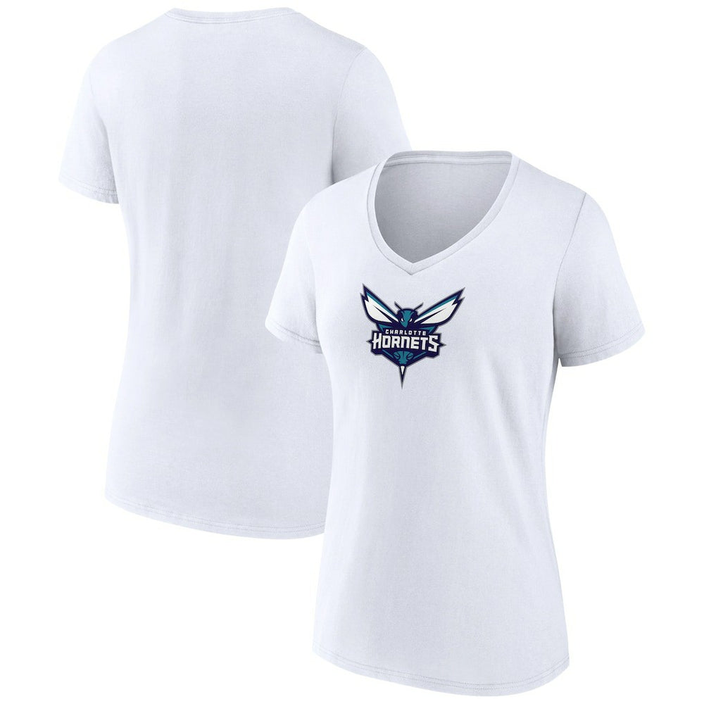 Charlotte Hornets Women's Logo V-Neck T-Shirt - White shop