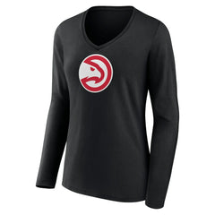 Atlanta Hawks Women's Logo Long Sleeve V-Neck T-Shirt - Black outlet