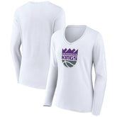 Sacramento Kings Women's Logo Long Sleeve V-Neck T-Shirt - White online