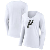 San Antonio Spurs Women's Logo Long Sleeve V-Neck T-Shirt - White sale