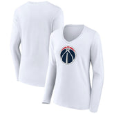Washington Wizards Women's Logo Long Sleeve V-Neck T-Shirt - White cheap