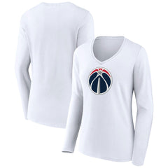 Washington Wizards Women's Logo Long Sleeve V-Neck T-Shirt - White cheap