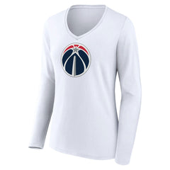 Washington Wizards Women's Logo Long Sleeve V-Neck T-Shirt - White cheap