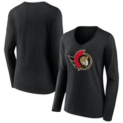 Ottawa Senators Women's Team Logo Long Sleeve V-Neck T-Shirt