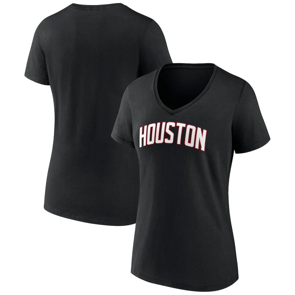 Houston Rockets Women's Wordmark V-Neck T-Shirt - Black cheap