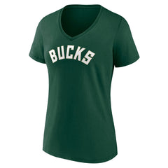 Milwaukee Bucks Women's Wordmark V-Neck T-Shirt - Green discount