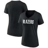 Portland Trail Blazers Women's Wordmark V-Neck T-Shirt - Black on sale