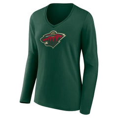 Minnesota Wild Women's Team Logo Long Sleeve V-Neck T-Shirt