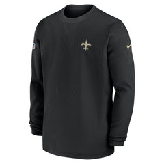 NFL New Orleans Saints 2023 Sideline Throwback Heavy Brushed Waffle Long Sleeve Top