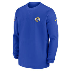 NFL Los Angeles Rams 2023 Sideline Throwback Heavy Brushed Waffle Long Sleeve Top