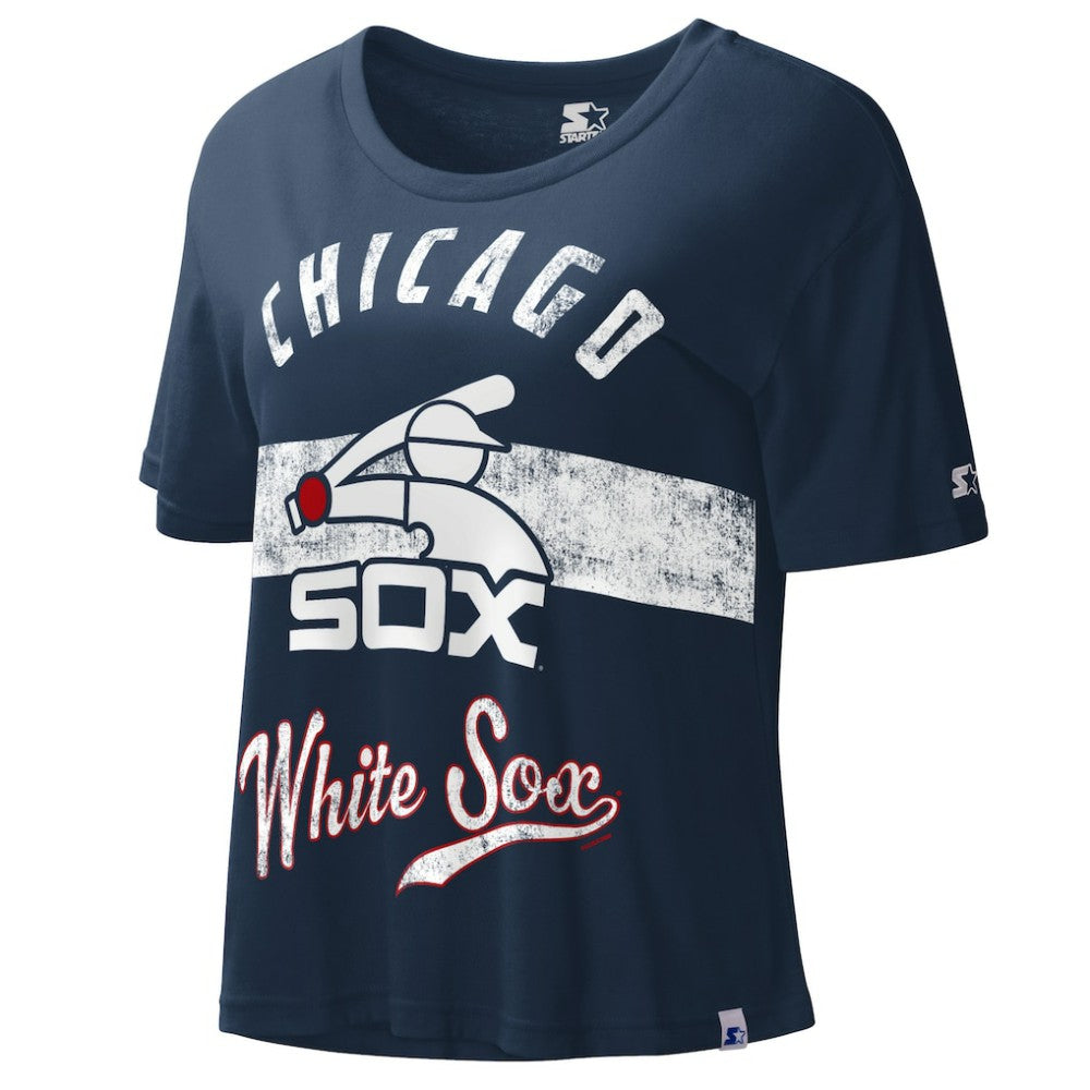 Chicago White Sox Starter Cooperstown Collection Women's Record Setter Crop Top - Navy