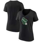 Milwaukee Bucks Women's Alternate Logo V-Neck T-Shirt - Black online