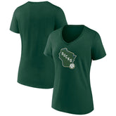 Milwaukee Bucks Women's Alternate Logo V-Neck T-Shirt - Green on sale