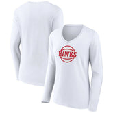 Atlanta Hawks Women's Alternate Logo V-Neck Long Sleeve T-Shirt - White on sale