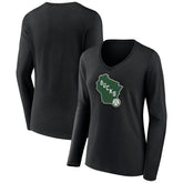 Milwaukee Bucks Women's Alternate Logo V-Neck Long Sleeve T-Shirt - Black shop