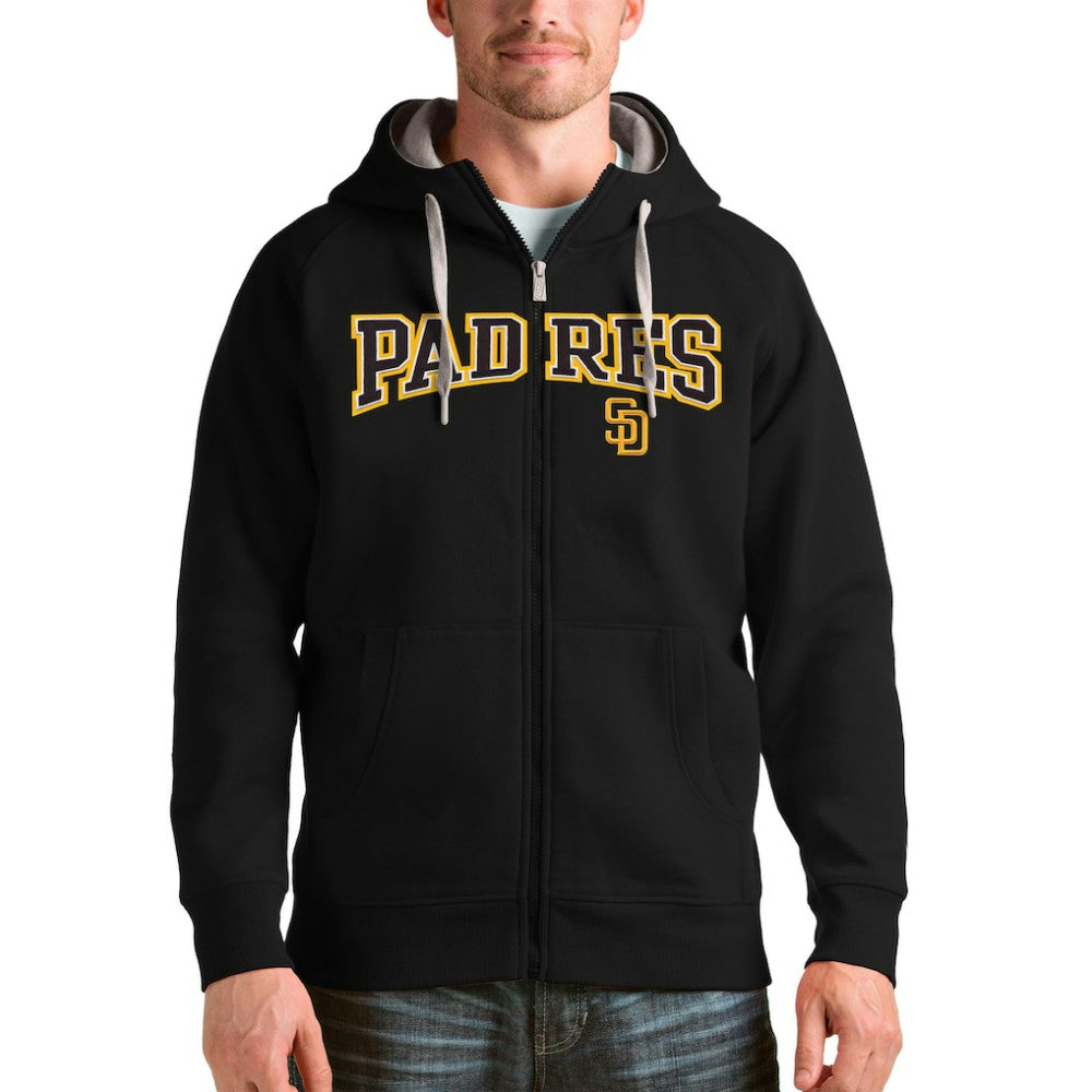 San Diego Padres Antigua Team Logo Victory Full-Zip Hoodie - Black