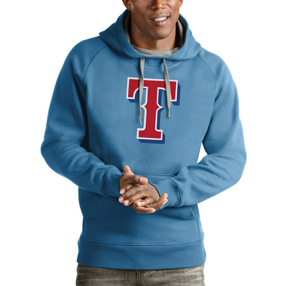 Texas Rangers Antigua Victory Pullover Team Logo Hoodie - Light Blue