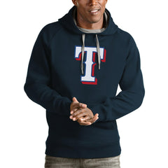Texas Rangers Antigua Victory Pullover Team Logo Hoodie - Navy