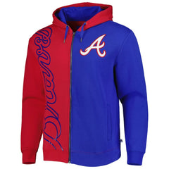 Atlanta Braves Fleece Full-Zip Hoodie - Red/Royal | Mitchell & Ness