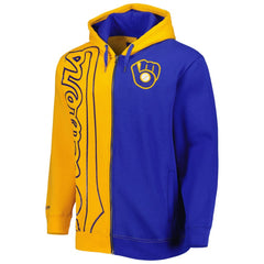 Milwaukee Brewers Fleece Full-Zip Hoodie - Gold/Royal | Mitchell & Ness