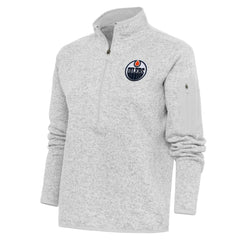 Edmonton Oilers Antigua Women's Team Logo Fortune Quarter-Zip Jacket