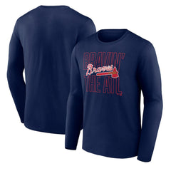 Atlanta Braves Pitch Out Long Sleeve T-Shirt - Navy