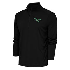 NFL Philadelphia Eagles Antigua Team Logo Throwback Tribute Quarter-Zip Pullover Top