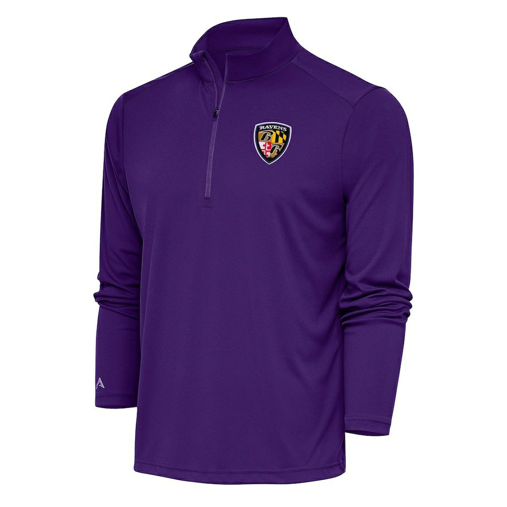 NFL Baltimore Ravens Antigua Team Logo Throwback Tribute Quarter-Zip Pullover Top