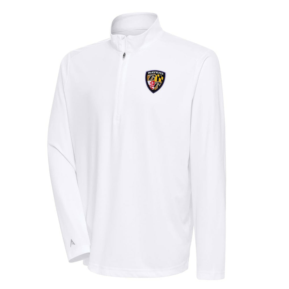 NFL Baltimore Ravens Antigua Team Logo Throwback Tribute Quarter-Zip Pullover Top