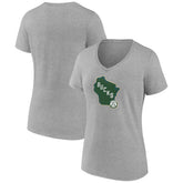 Milwaukee Bucks Women's Alternate Logo V-Neck T-Shirt - Heather Gray sale