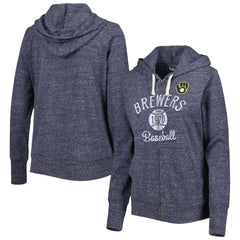 Milwaukee Brewers Touch Women's Training Camp Tri-Blend Lightweight Full-Zip Hoodie - Navy