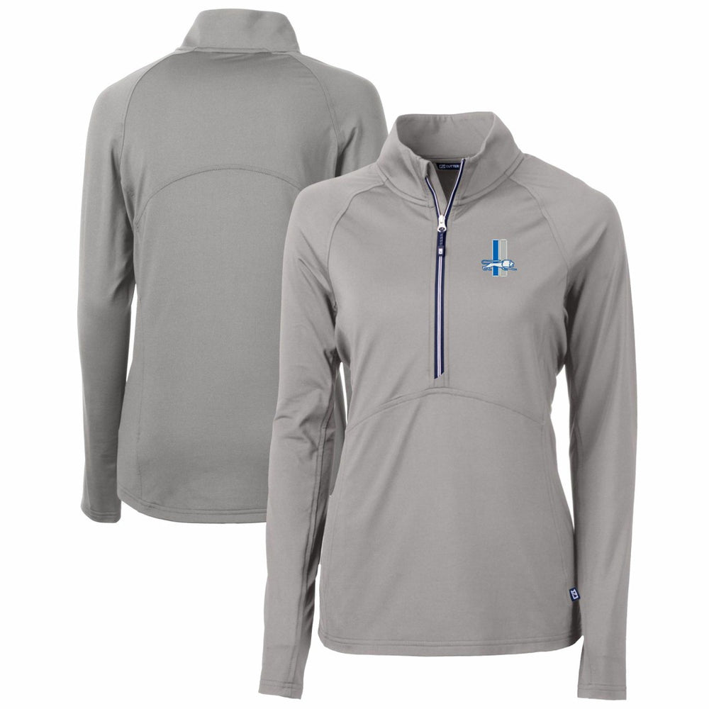 NFL Detroit Lions Cutter & Buck Women's Throwback Logo Adapt Eco Knit Stretch Recycled Half-Zip Pullover Top