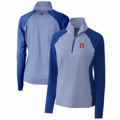 NFL Denver Broncos Cutter & Buck Women's Throwback Logo Forge Tonal Stripe Stretch Half-Zip Pullover Top