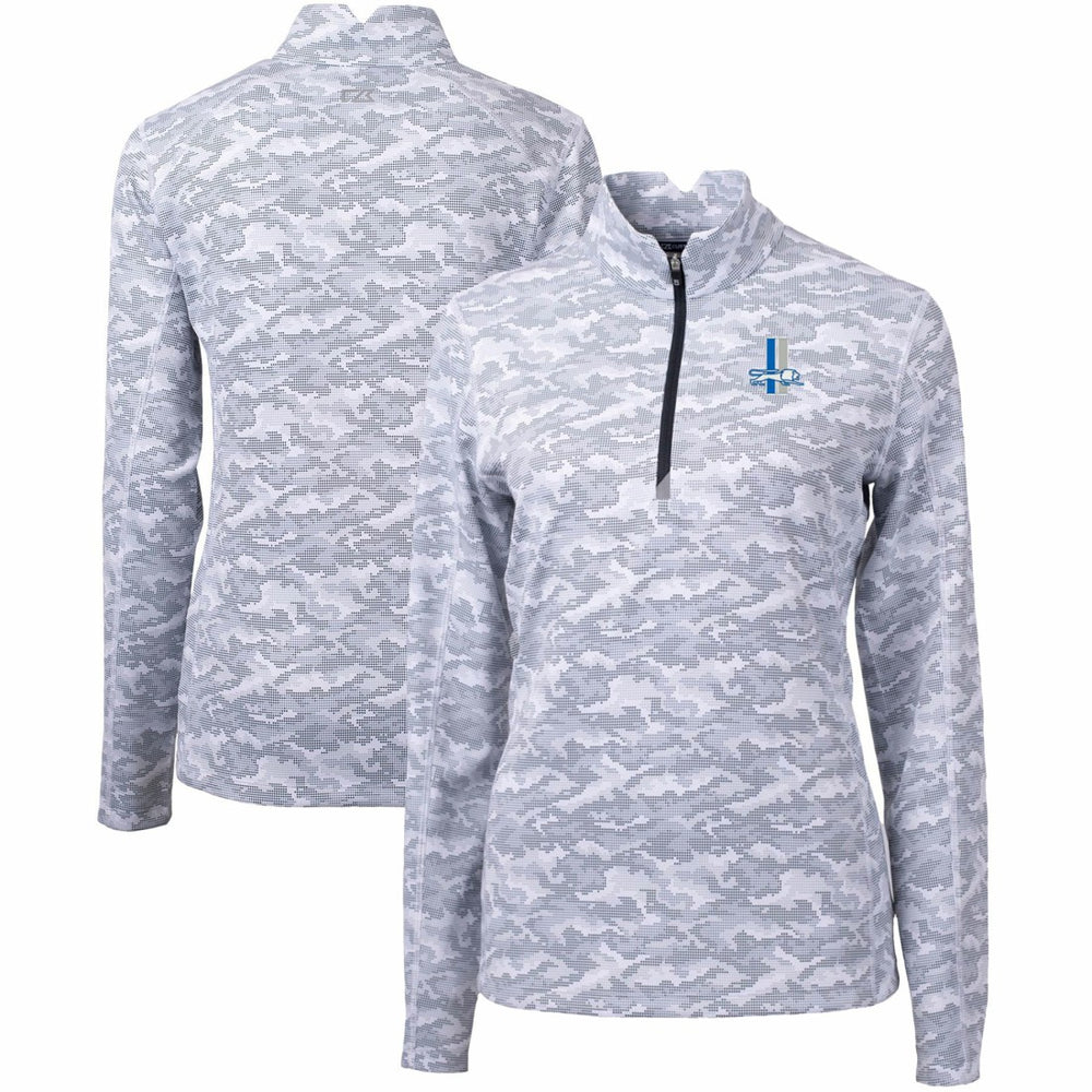 NFL Detroit Lions Cutter & Buck Women's Throwback Logo Traverse Camo Quarter-Zip Pullover Top