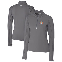 NFL Miami Dolphins Cutter & Buck Women's Throwback Logo Traverse Stretch Quarter-Zip Pullover Top